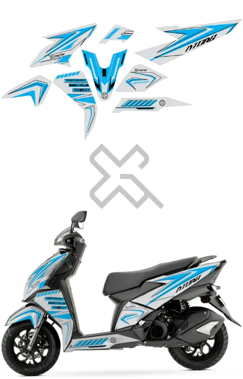 Cross Blue Edition Full Body Sticker For Ntorq 125 | Printed In Premium Gloss Vinyl With FPF(Fade Protection Film), Water Proof, Precut Sticker, Pack Of 1For Both Side